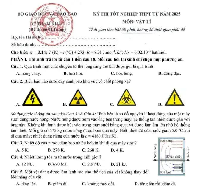 Đáp án môn Vật Lý - Kỳ thi THPT 2025 chính xác nhất